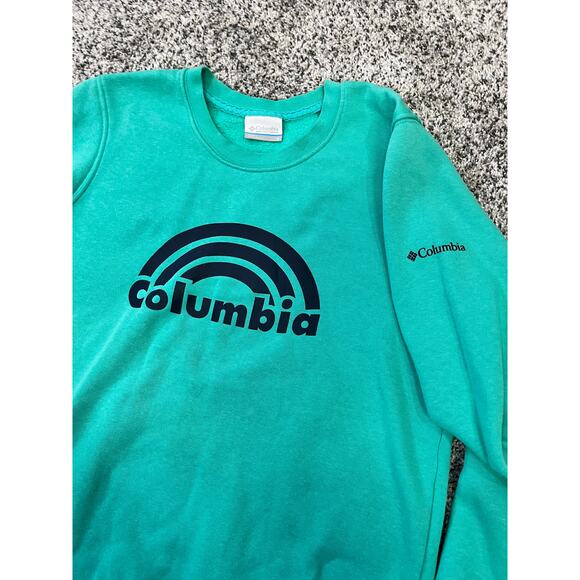 Columbia Pullover Rainbow Logo Sweatshirt, Women’s Small, Turquoise/Navy - Picture 4 of 10